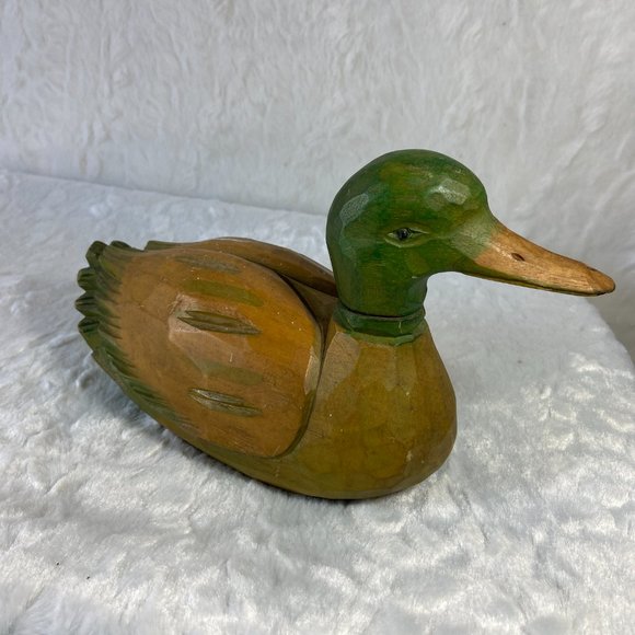 Vintage Solid Carved Wood Hand painted Mallard Duck - Picture 3 of 8